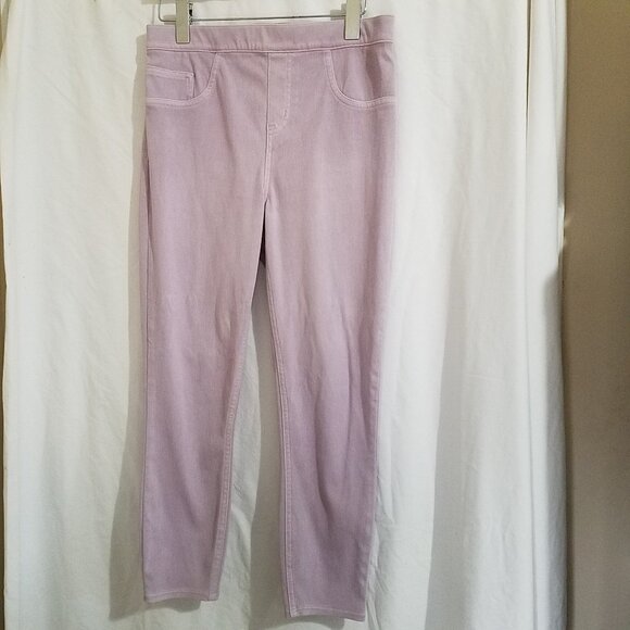 Spanx Women’s Light Pink Jean Leggings Size Large – Soft Stretch Denim Pre-Owned - Picture 2 of 16